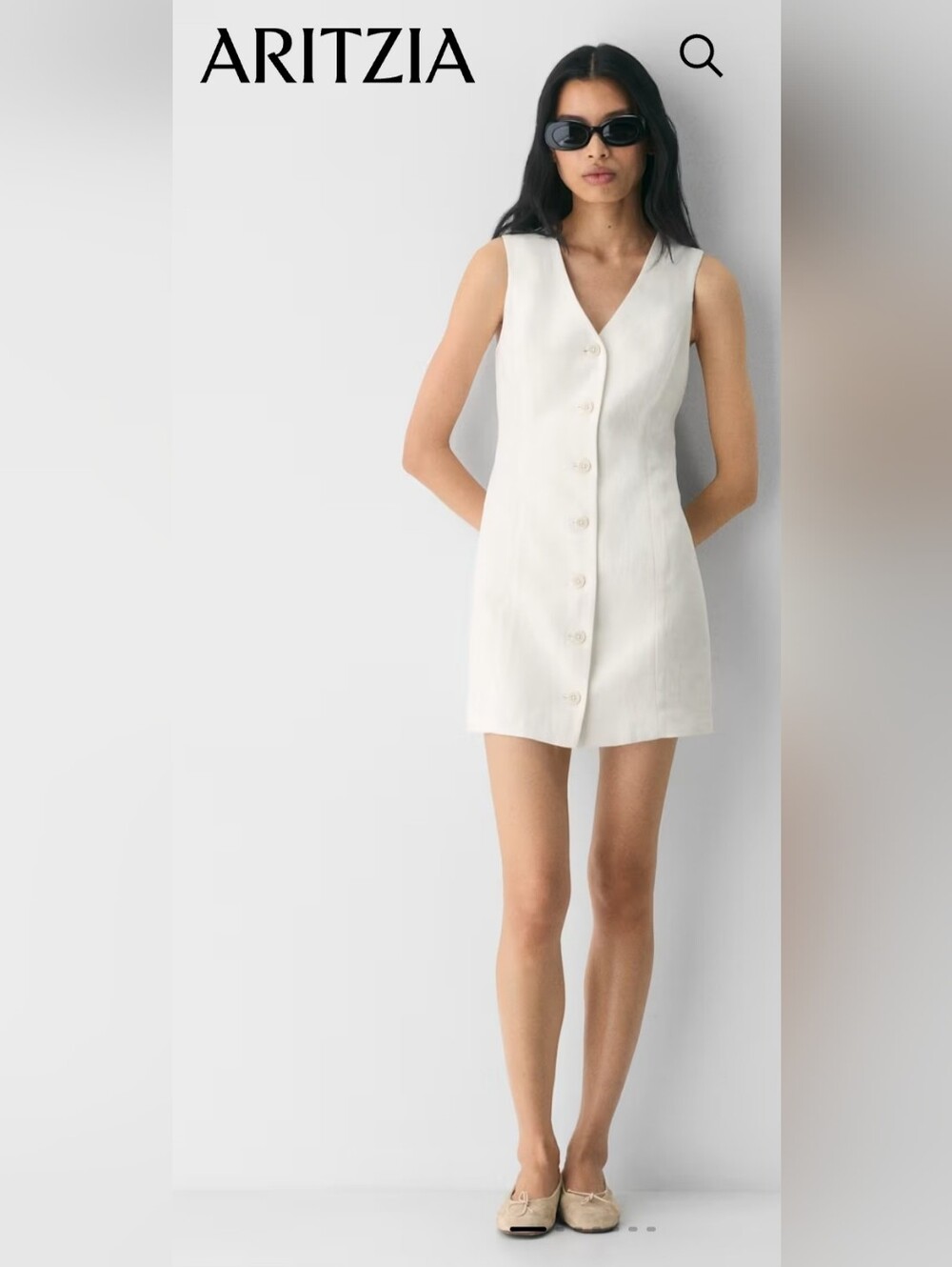 Aritzia Ivory Sleeveless Button-Front Mini Dress